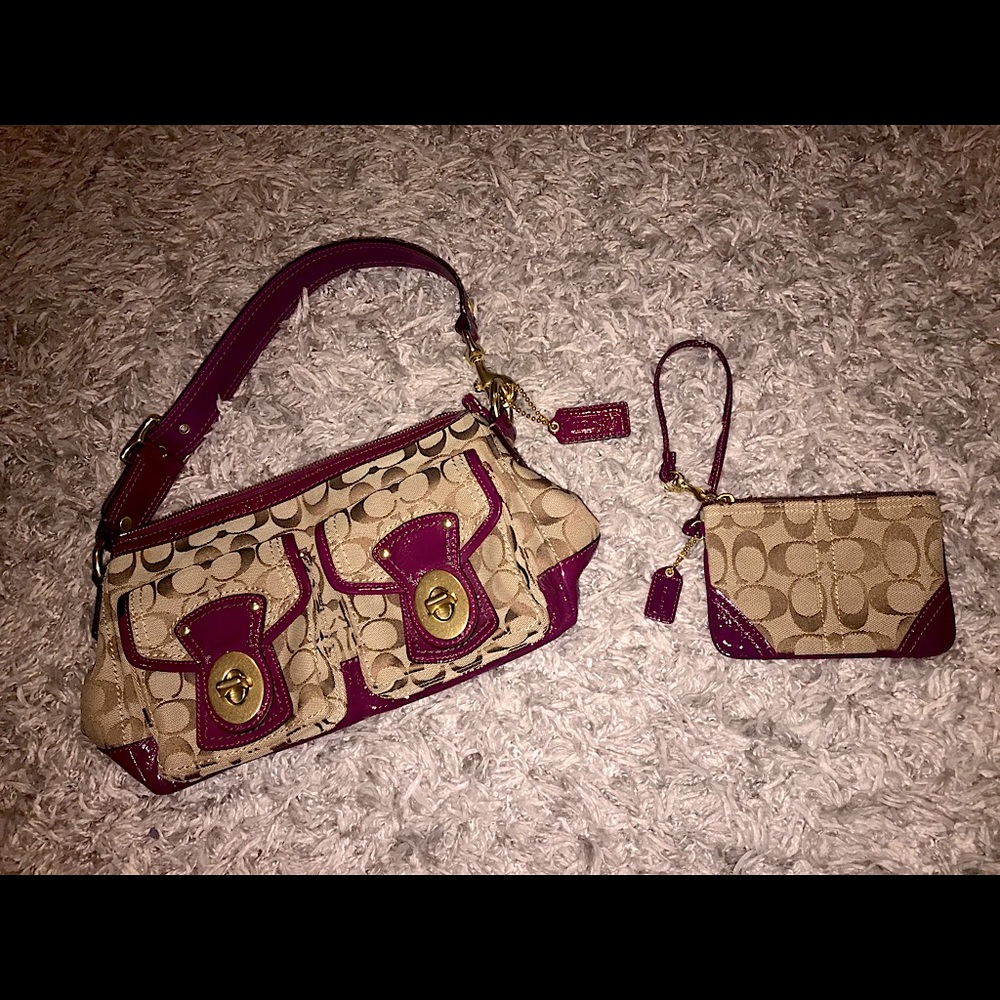 Coach purse and matching mini wallet